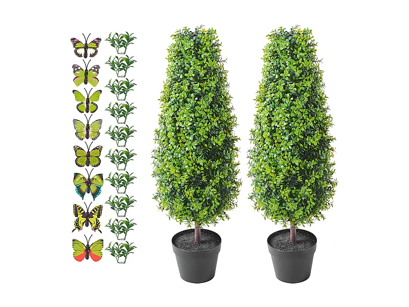 Künstliche Pflanze, SucceBuy 90 cm Künstlicher Buchsbaum-Formschnitt UV-beständig, Heimdekoration, 2 Packungen Baum Kunstpflanze