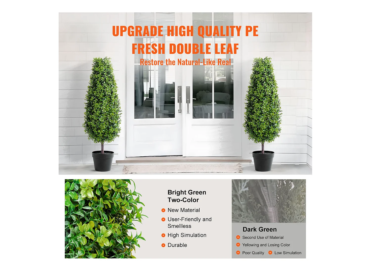 Plante Artificielle, SucceBuy 90 cm Buis Artificiel Topiaire Résistant Aux UV, Décor À La Maison, 2 Paquets Arbre Fausse Plante