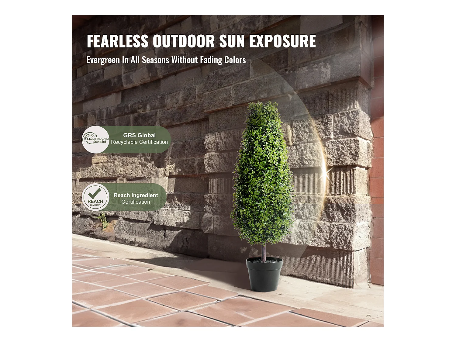 Plante Artificielle, SucceBuy 90 cm Buis Artificiel Topiaire Résistant Aux UV, Décor À La Maison, 2 Paquets Arbre Fausse Plante