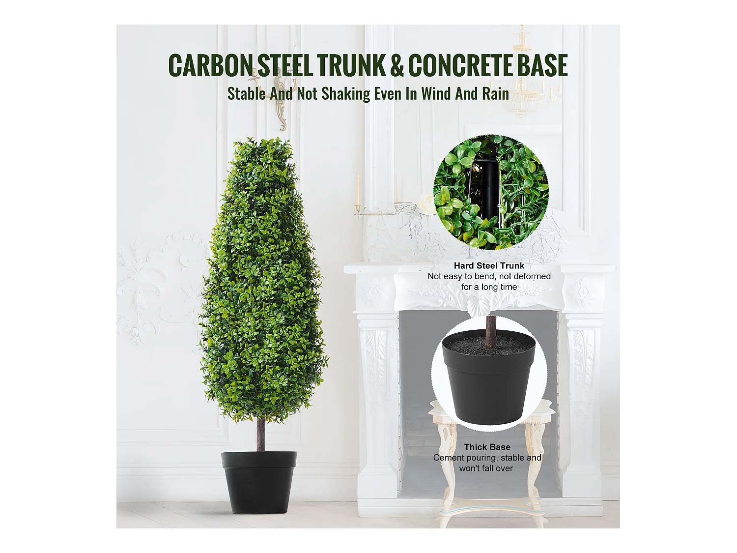 Plante Artificielle, SucceBuy 90 cm Buis Artificiel Topiaire Résistant Aux UV, Décor À La Maison, 2 Paquets Arbre Fausse Plante