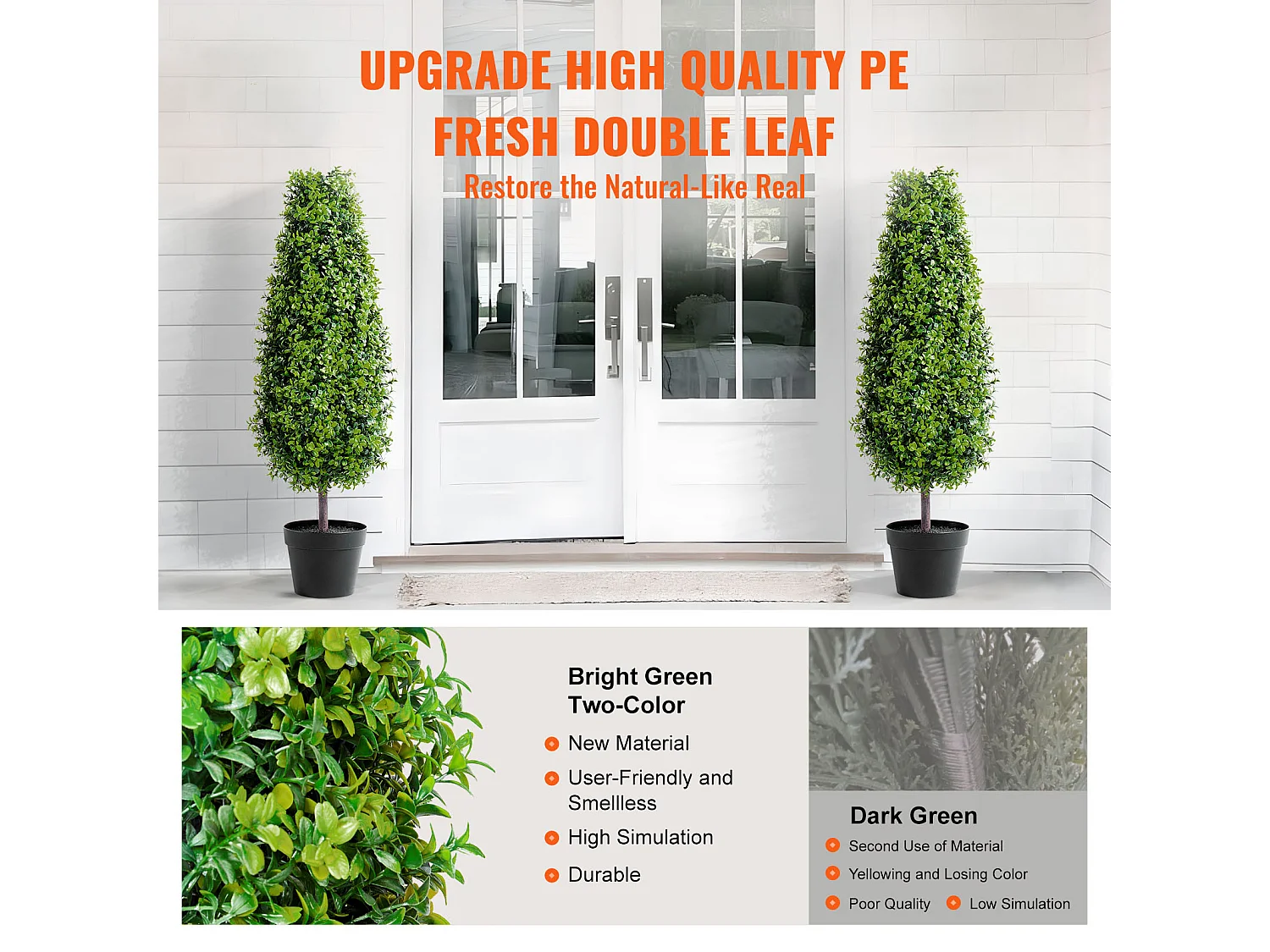 Plante Artificielle, SucceBuy 90 cm Buis Artificiel Topiaire Résistant Aux UV, Décor À La Maison, 2 Paquets Arbre Fausse Plante