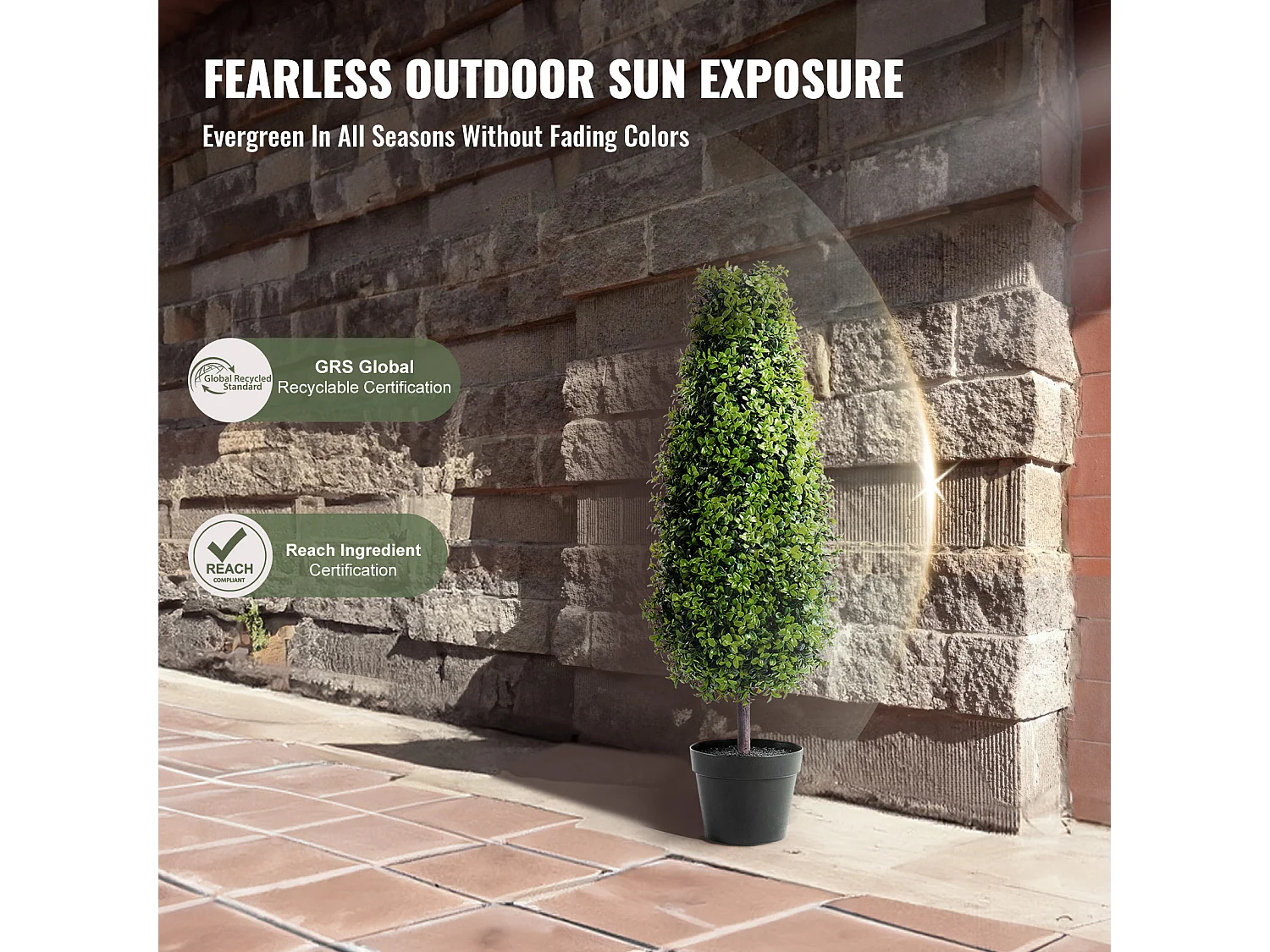 Plante Artificielle, SucceBuy 90 cm Buis Artificiel Topiaire Résistant Aux UV, Décor À La Maison, 2 Paquets Arbre Fausse Plante