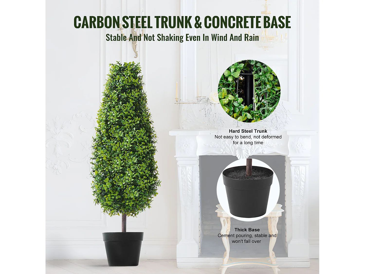 Plante Artificielle, SucceBuy 90 cm Buis Artificiel Topiaire Résistant Aux UV, Décor À La Maison, 2 Paquets Arbre Fausse Plante