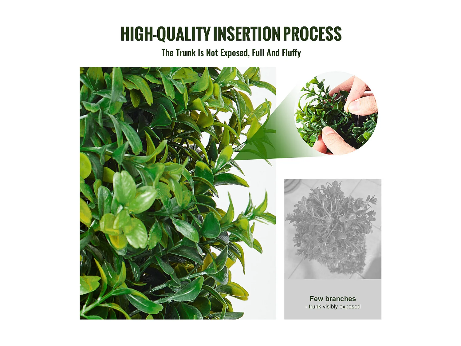 Plante Artificielle, SucceBuy 90 cm Buis Artificiel Topiaire Résistant Aux UV, Décor À La Maison, 2 Paquets Arbre Fausse Plante