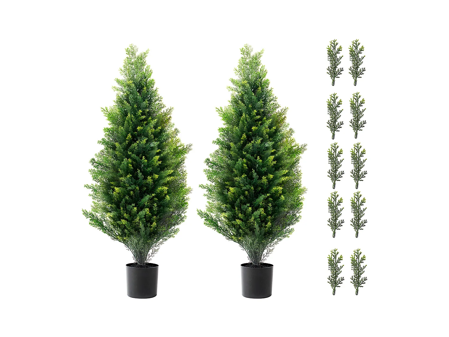 Plante Artificielle, SucceBuy Lot de 2 Arbres Topiariés Artificiels en Cèdre de 91 cm Résistants Aux UV pour Décoration Intérieure/Extérieure