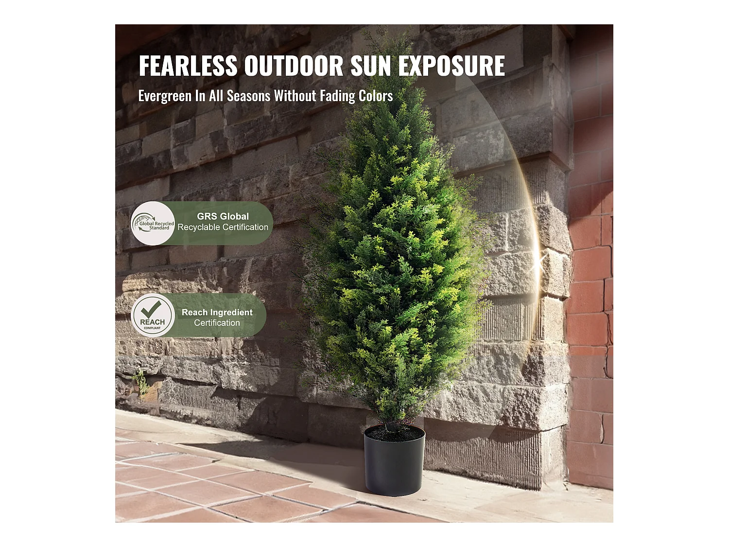 Plante Artificielle, SucceBuy Lot de 2 Arbres Topiariés Artificiels en Cèdre de 91 cm Résistants Aux UV pour Décoration Intérieure/Extérieure