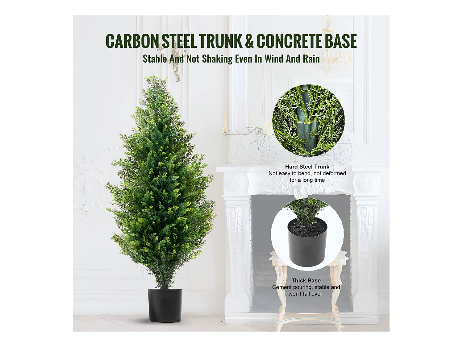 Plante Artificielle, SucceBuy Lot de 2 Arbres Topiariés Artificiels en Cèdre de 91 cm Résistants Aux UV pour Décoration Intérieure/Extérieure