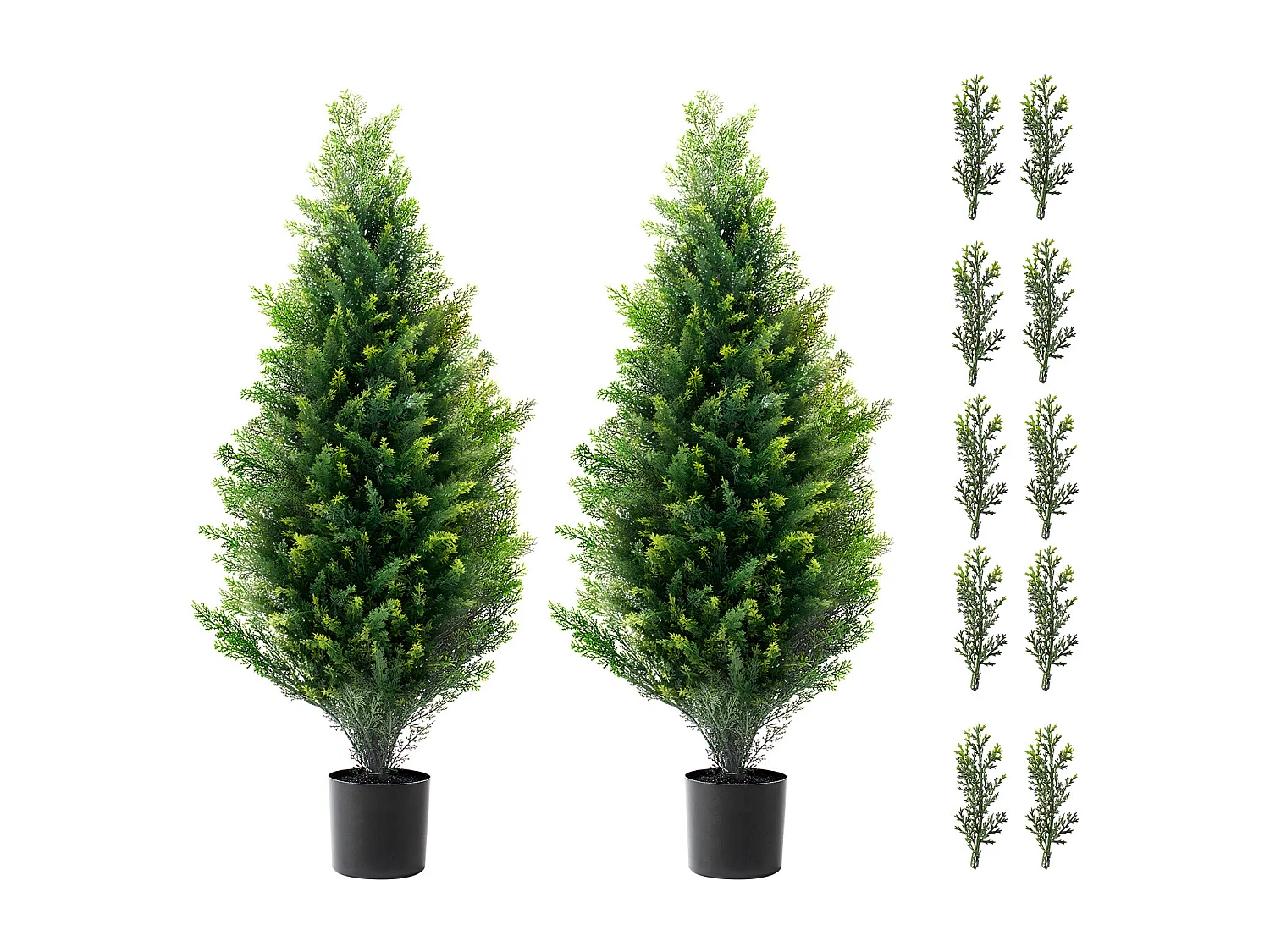 Plante Artificielle, SucceBuy Lot de 2 Arbres Topiariés Artificiels en Cèdre de 91 cm Résistants Aux UV pour Décoration Intérieure/Extérieure