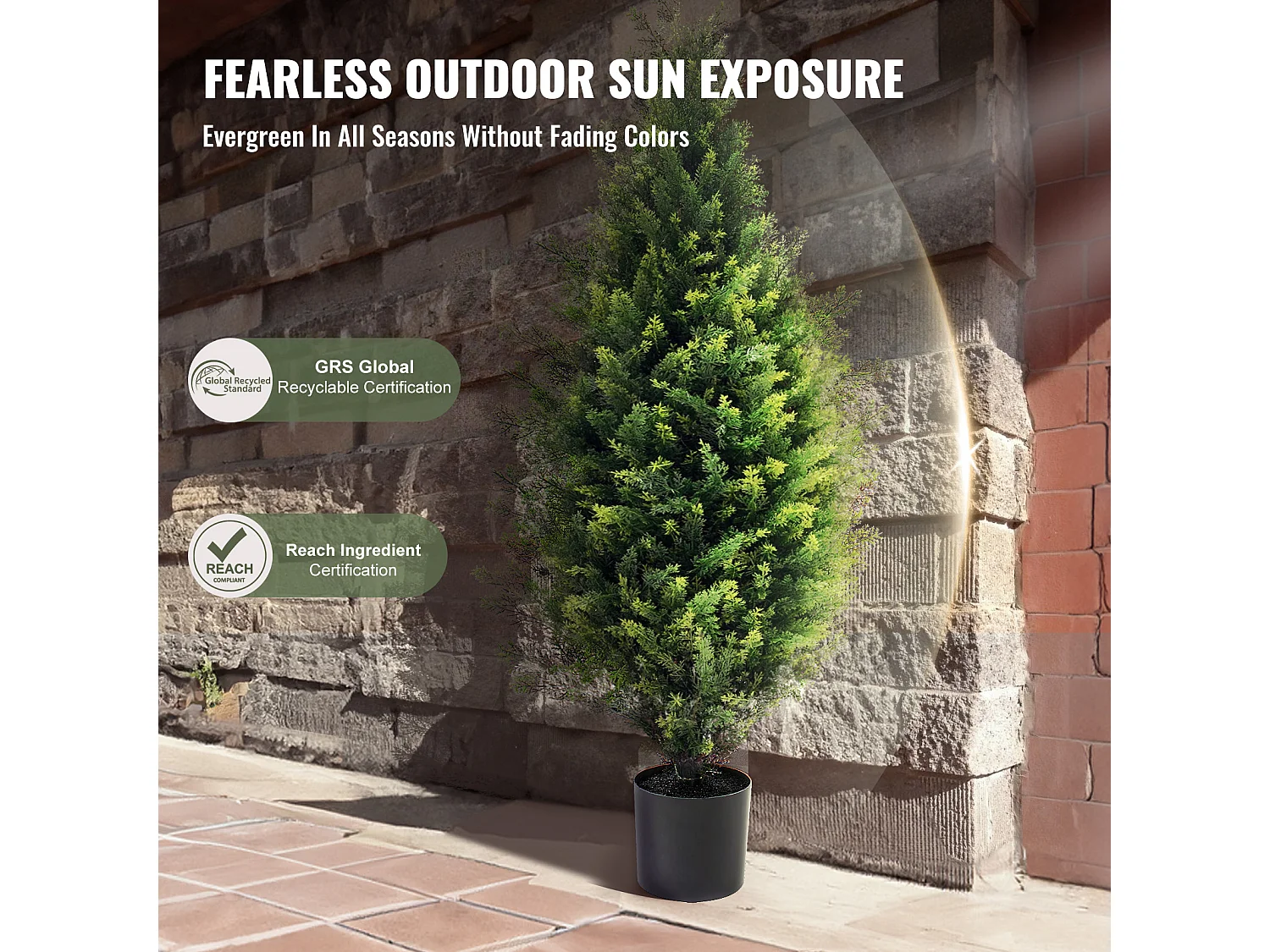 Plante Artificielle, SucceBuy Lot de 2 Arbres Topiariés Artificiels en Cèdre de 91 cm Résistants Aux UV pour Décoration Intérieure/Extérieure