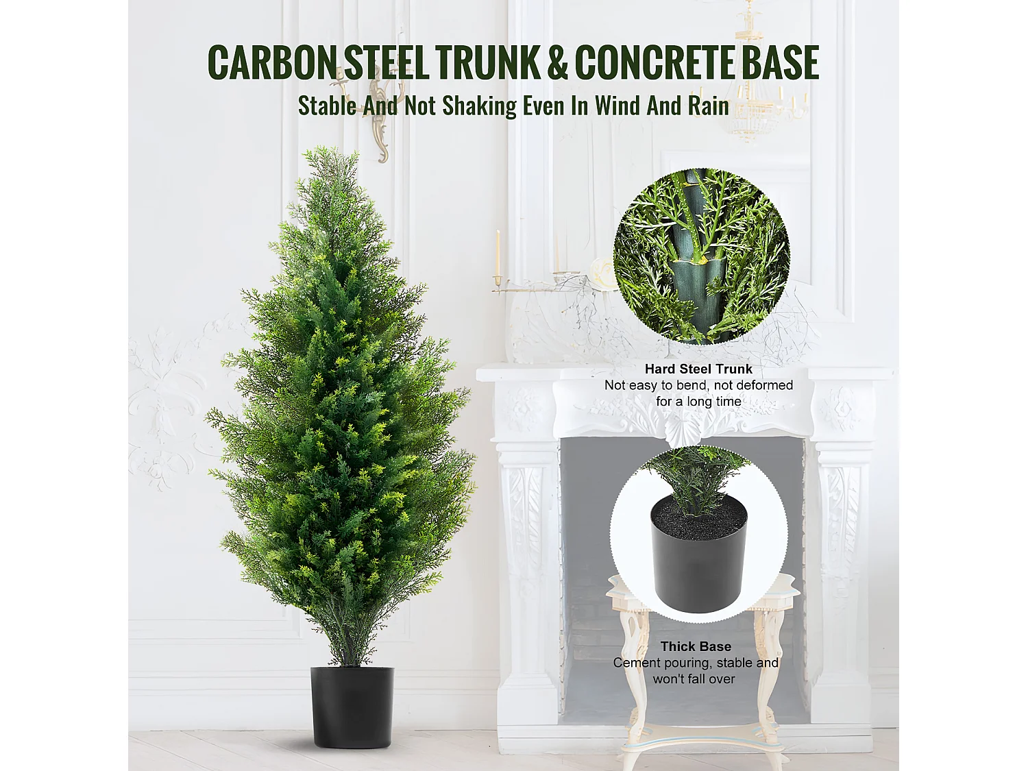 Plante Artificielle, SucceBuy Lot de 2 Arbres Topiariés Artificiels en Cèdre de 91 cm Résistants Aux UV pour Décoration Intérieure/Extérieure