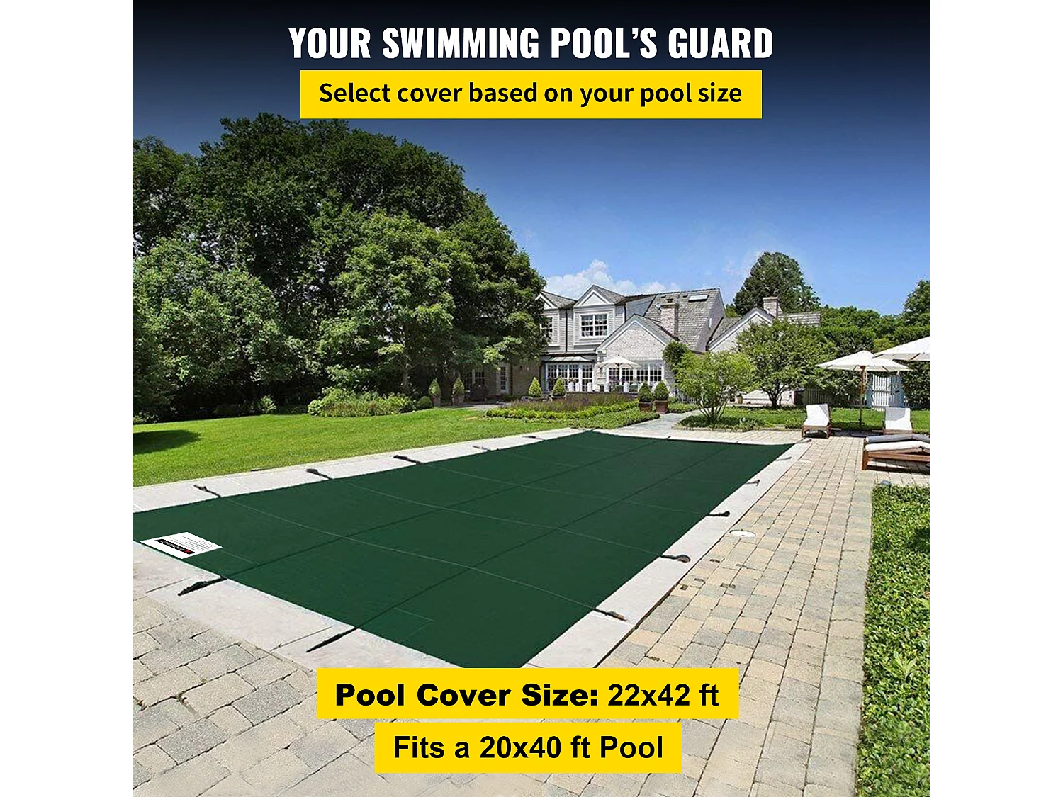 Zimowa Osłona Basenu, SucceBuy 610 X 1220 Cm Zielona Prostokątna Siatka Bezpieczeństwa Do Użytku Na Zewnątrz Zimą