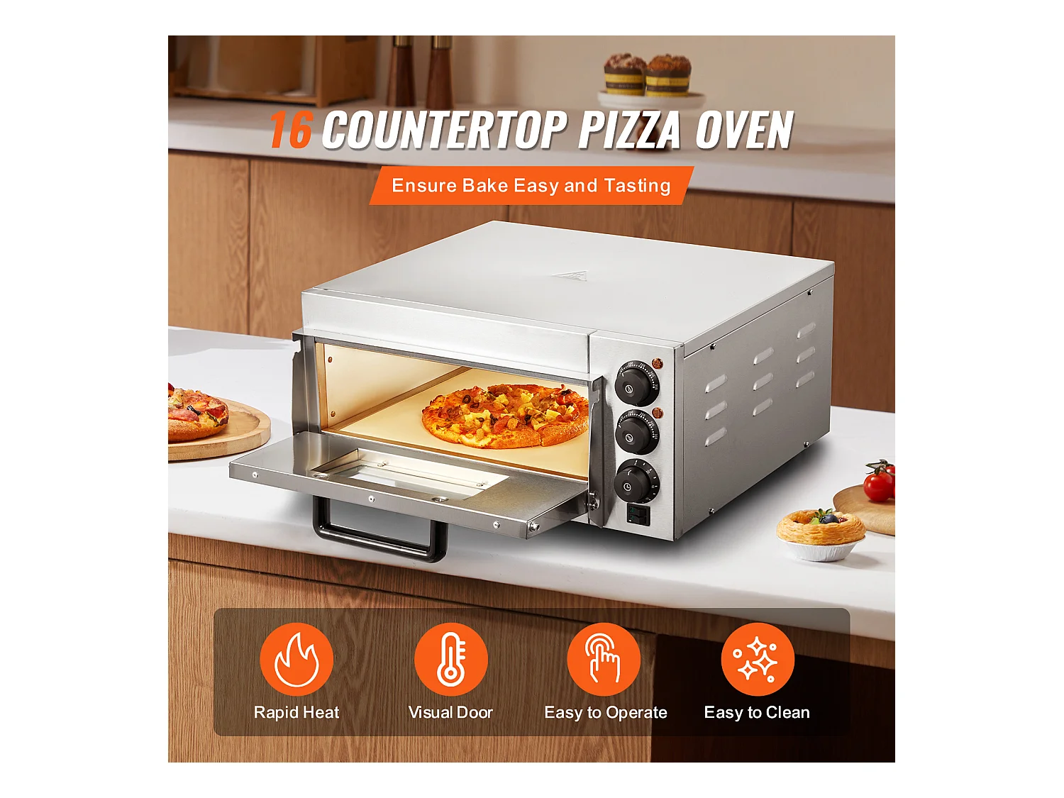 Forno per Pizza SucceBuy da Bancone Commerciale di 40.64CM, Perfetto per la Tua Cucina, il Tuo Dormitorio, il Tuo Campeggio e le Tue Feste