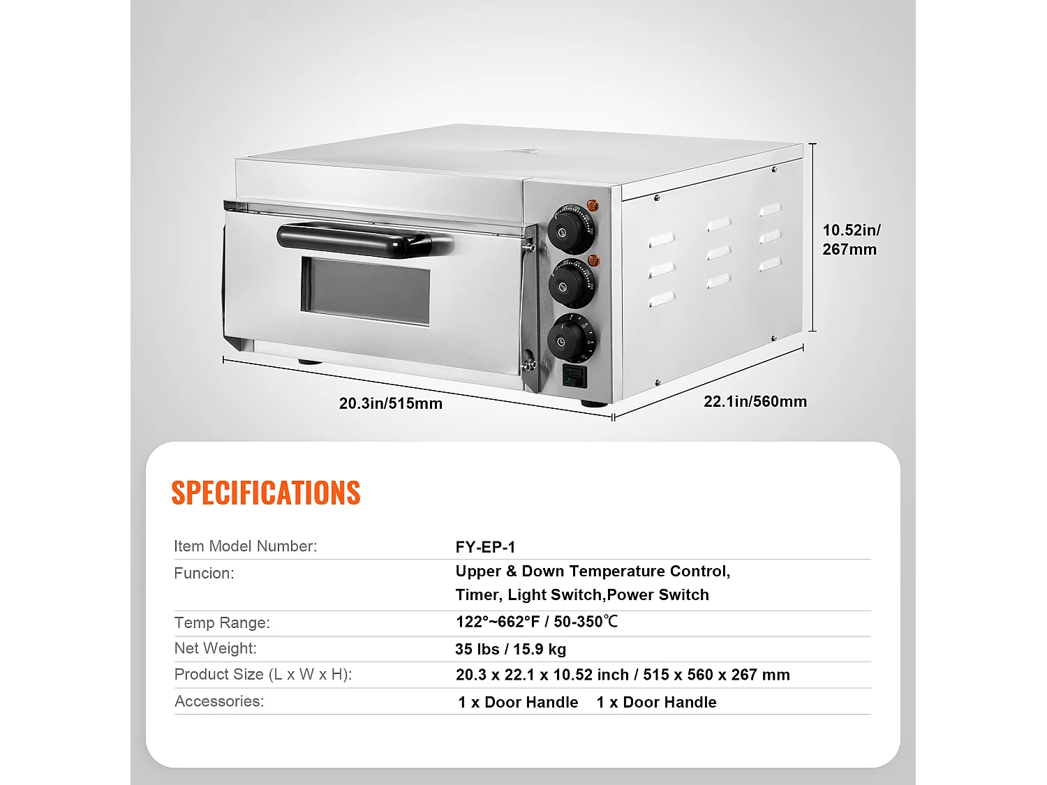 Four à Pizza SucceBuy de Comptoir Commercial de 40.64CM, Parfait pour Votre Cuisine, Votre Dortoir, Votre Camping et Vos Fêtes