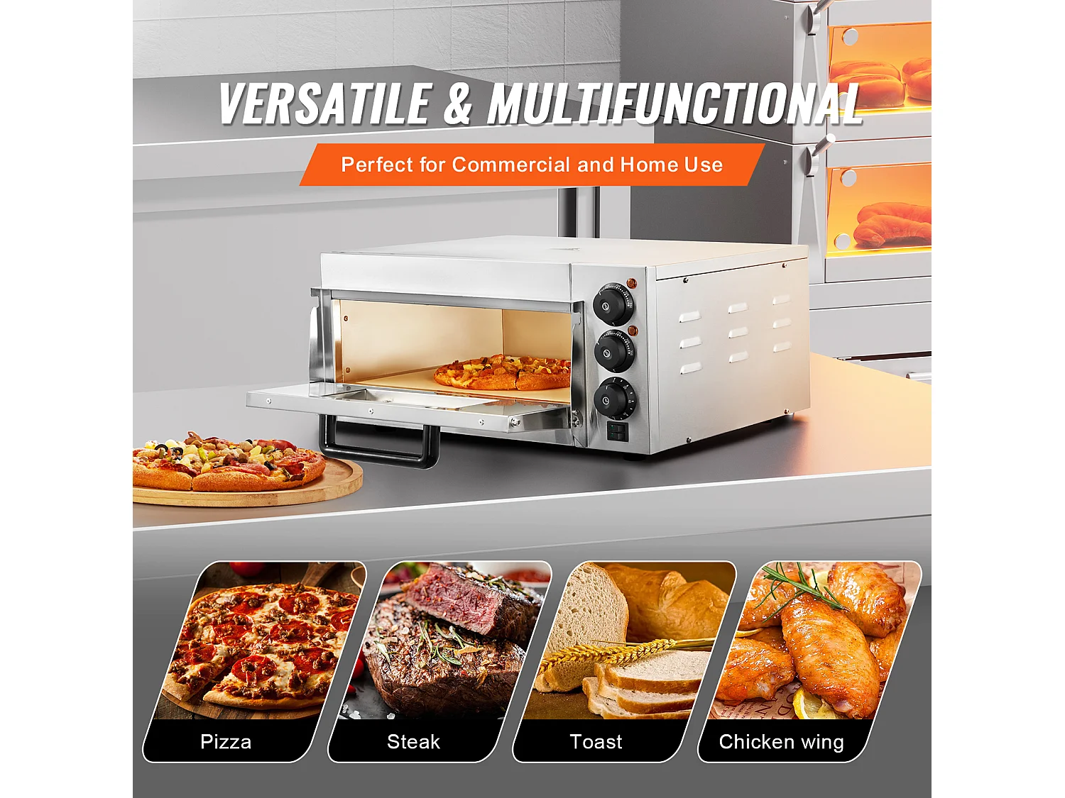 Four à Pizza SucceBuy de Comptoir Commercial de 40.64CM, Parfait pour Votre Cuisine, Votre Dortoir, Votre Camping et Vos Fêtes