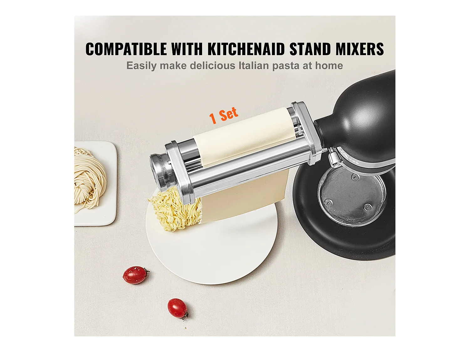 Rouleau à Pâtes SucceBuy Accessoire à Pâtes pour Mixeur KitchenAid, Rouleau en Tôle d'Acier Inoxydable