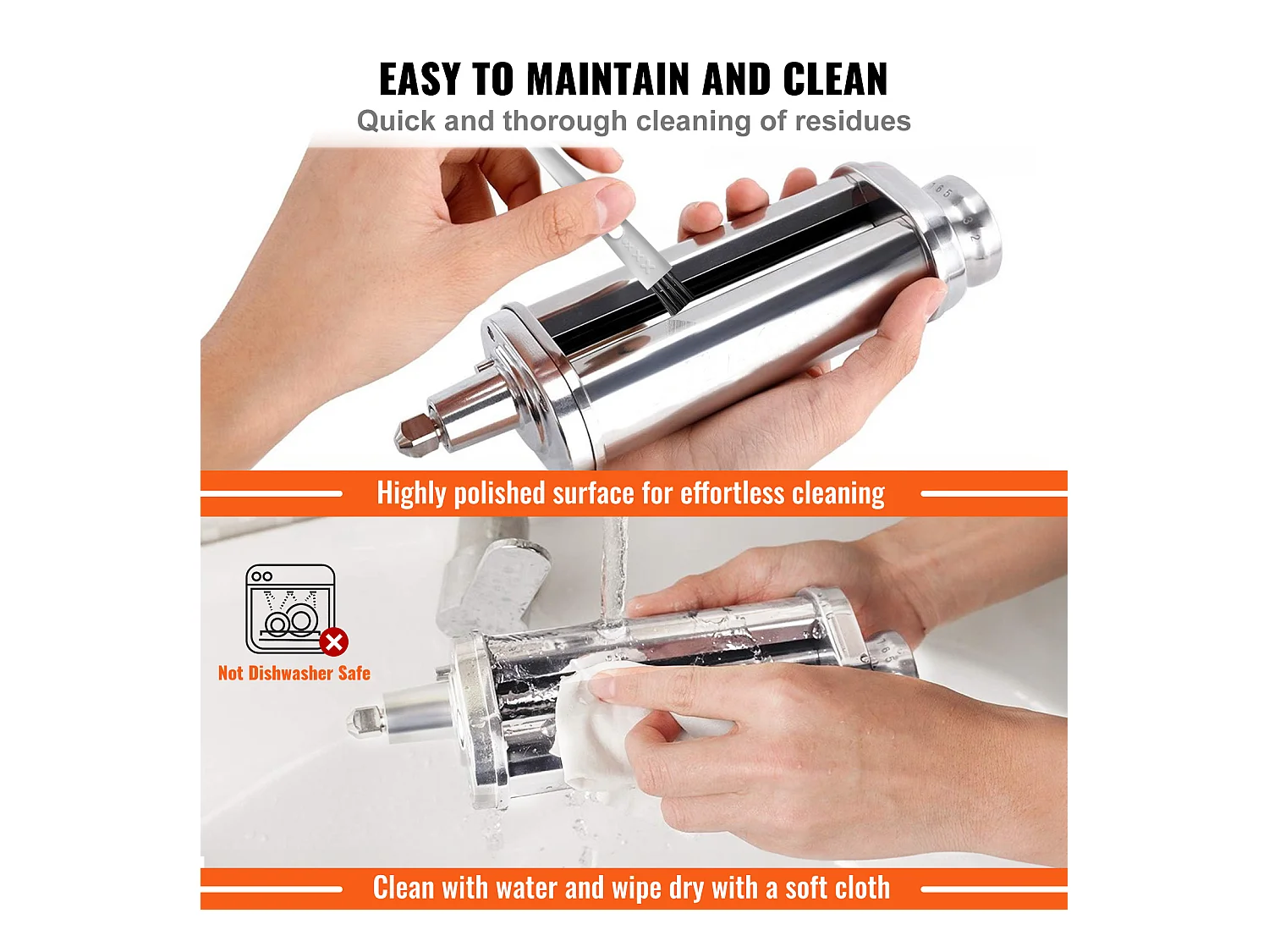 Rouleau à Pâtes SucceBuy Accessoire à Pâtes pour Mixeur KitchenAid, Rouleau en Tôle d'Acier Inoxydable