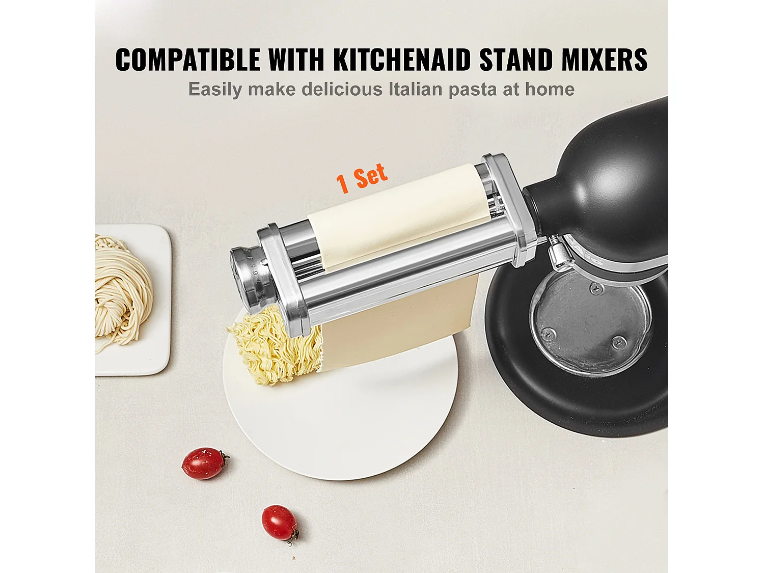 Pastarol SucceBuy Accessoire voor Pasta voor KitchenAid-Mixer, Rol van Roestvrij Staalblaad