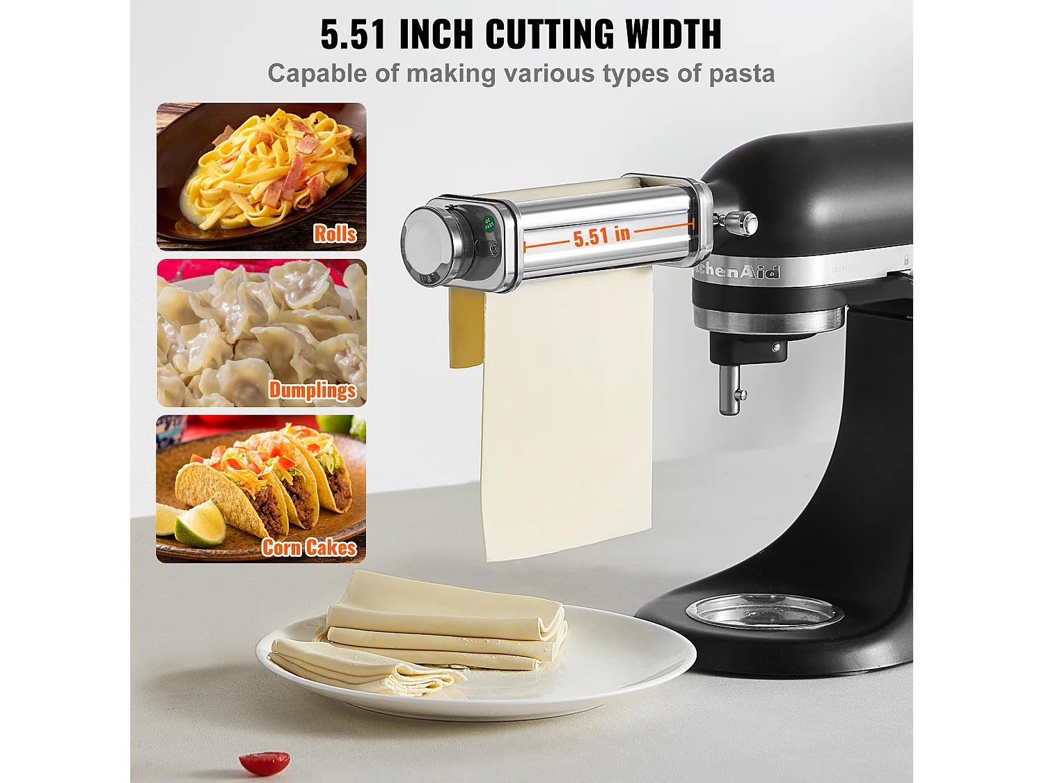 Pastarol SucceBuy Accessoire voor Pasta voor KitchenAid-Mixer, Rol van Roestvrij Staalblaad