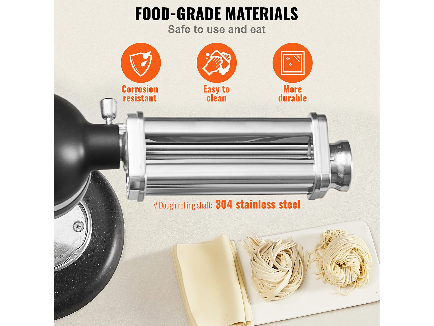 Pastarol SucceBuy Accessoire voor Pasta voor KitchenAid-Mixer, Rol van Roestvrij Staalblaad