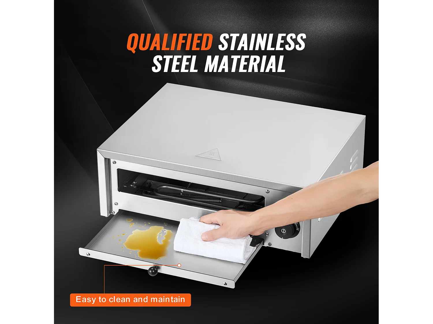 Elektrischer Pizzofen SucceBuy 30,48CM 1500 W 50-350 ℃ Temperatur Ablage mit Abnehmbarer Krümelabfangebene