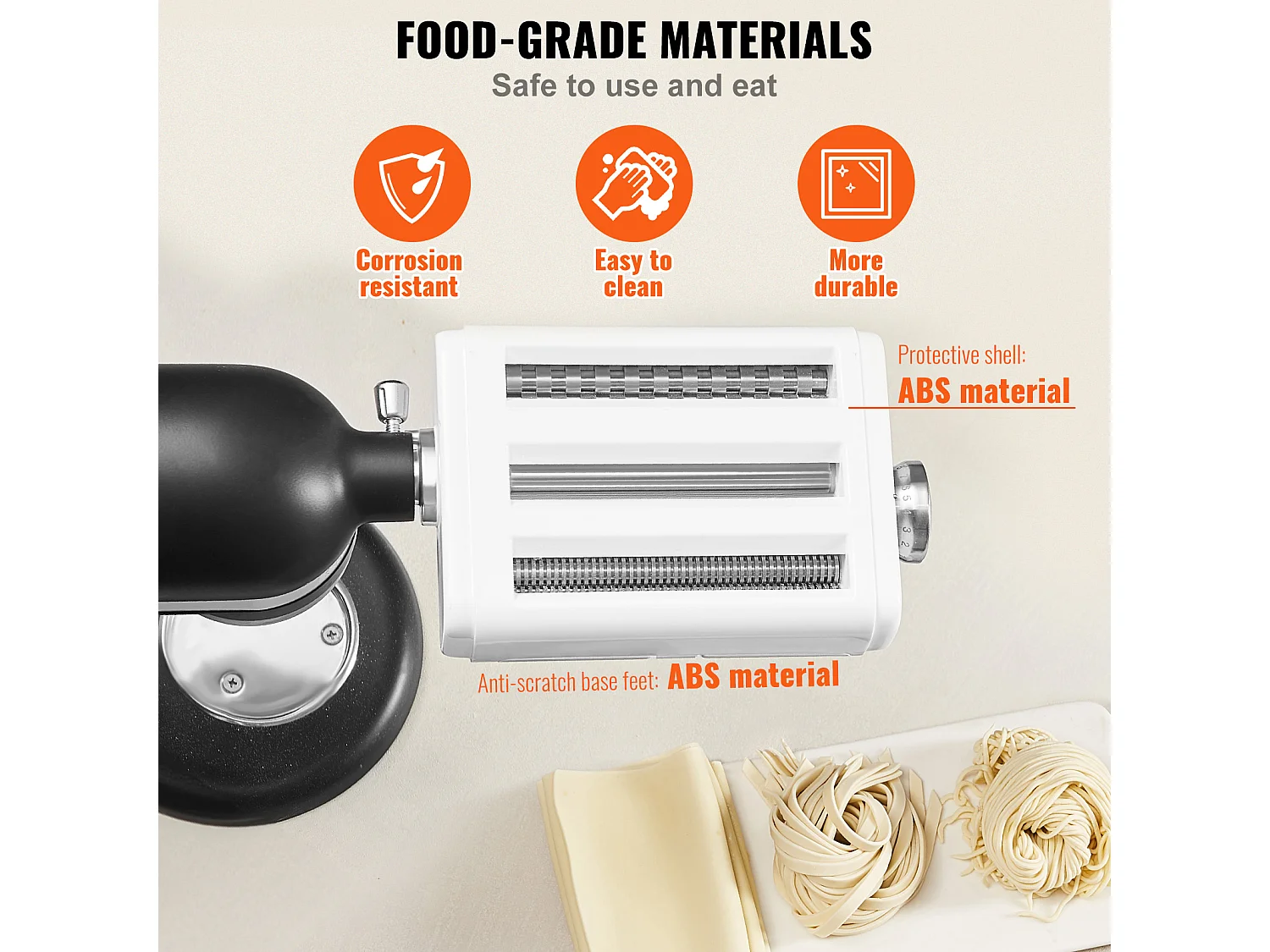 Rouleau à Pâtes SucceBuy Accessoire pour Pâtes 3 en 1 pour Mixeur KitchenAid Ensemble de Coupe-rouleaux en Acier Inoxydable