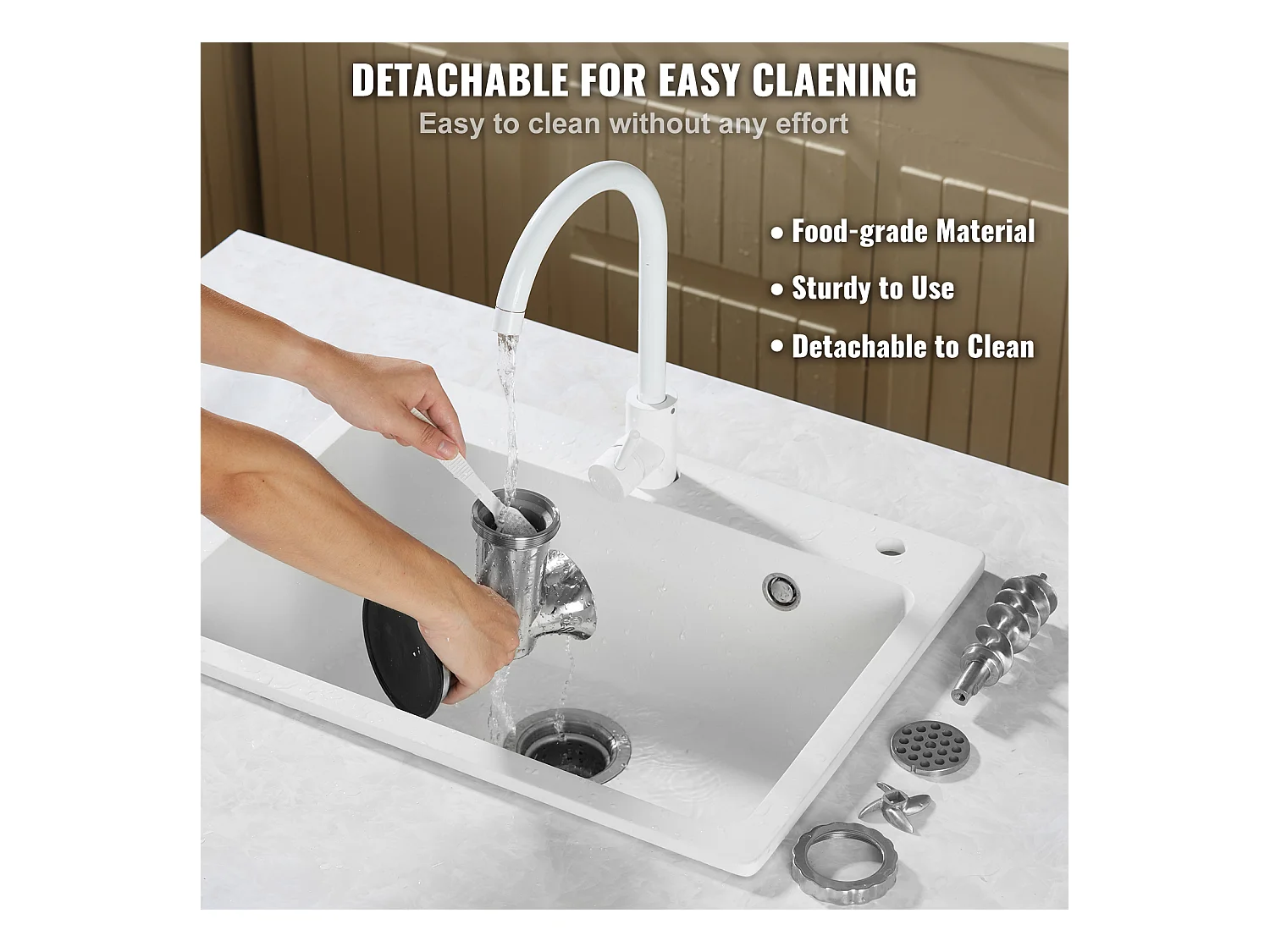 Hachoir à Viande Manuel Succebuy en Acier Inoxydable 304 avec Ventouse et Pince