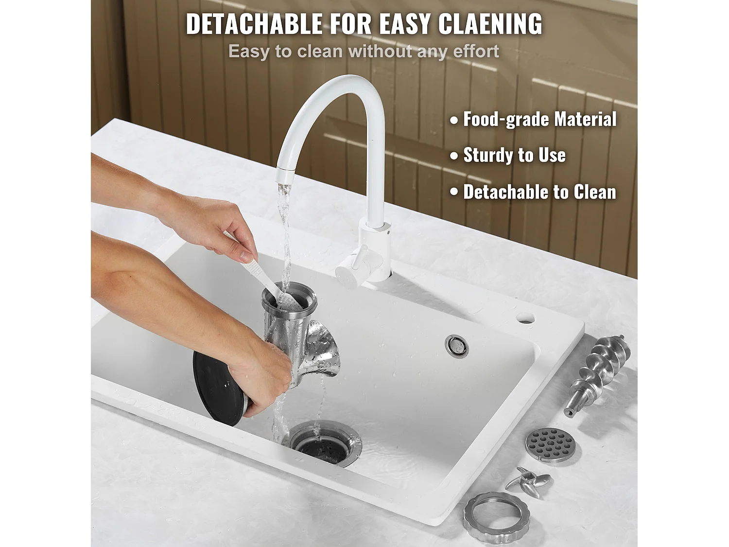 Hachoir à Viande Manuel Succebuy en Acier Inoxydable 304 avec Ventouse et Pince