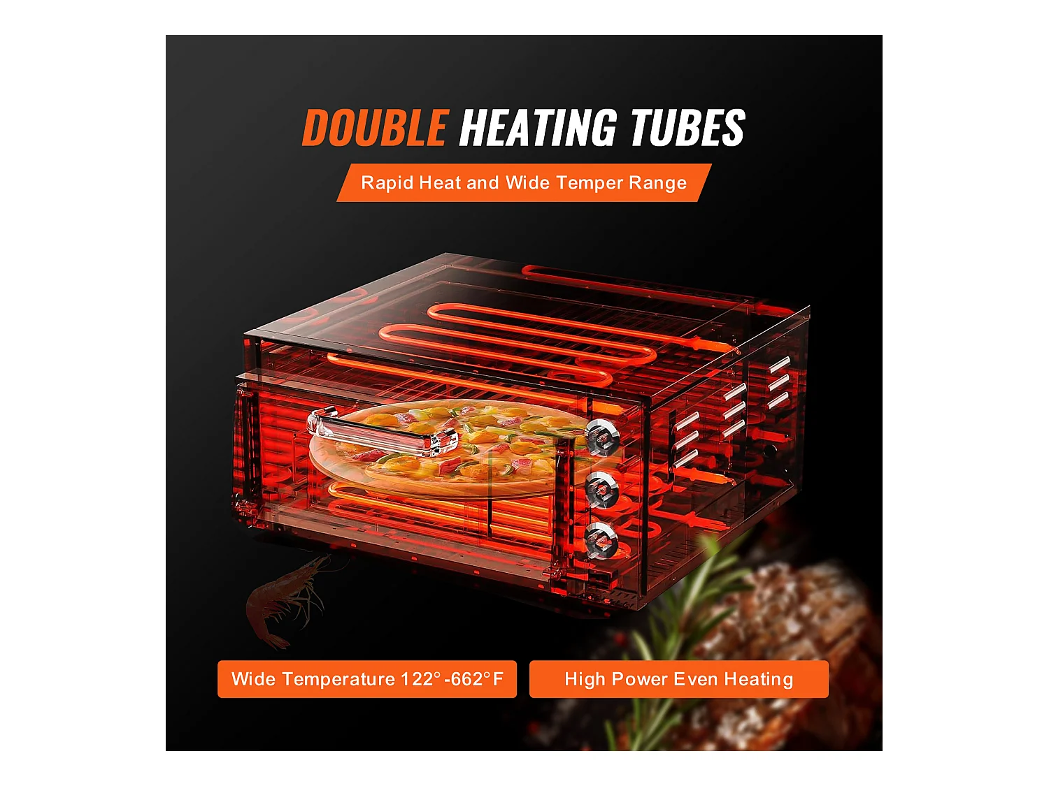 Four à Pizza SucceBuy Commercial, Comptoir, 35.56CM, Parfait pour Votre Cuisine, Votre Dortoir, Votre Camping et Vos Fêtes