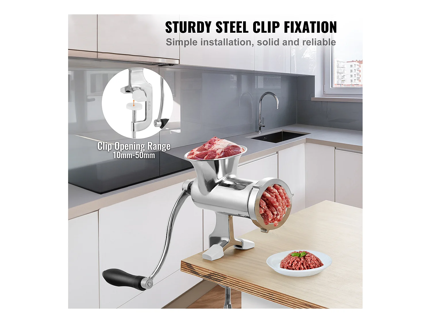 Trinchador de Carne Manual Succebuy, Trinchador de Mão em Aço Inoxidável 304 com Pinça de Mesa