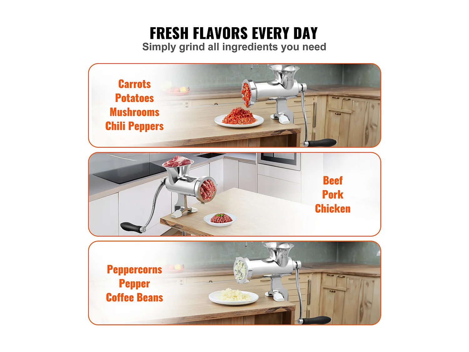 Hachoir à Viande Manuel Succebuy, Hachoir à Main en Acier Inoxydable 304 avec Pince de Table