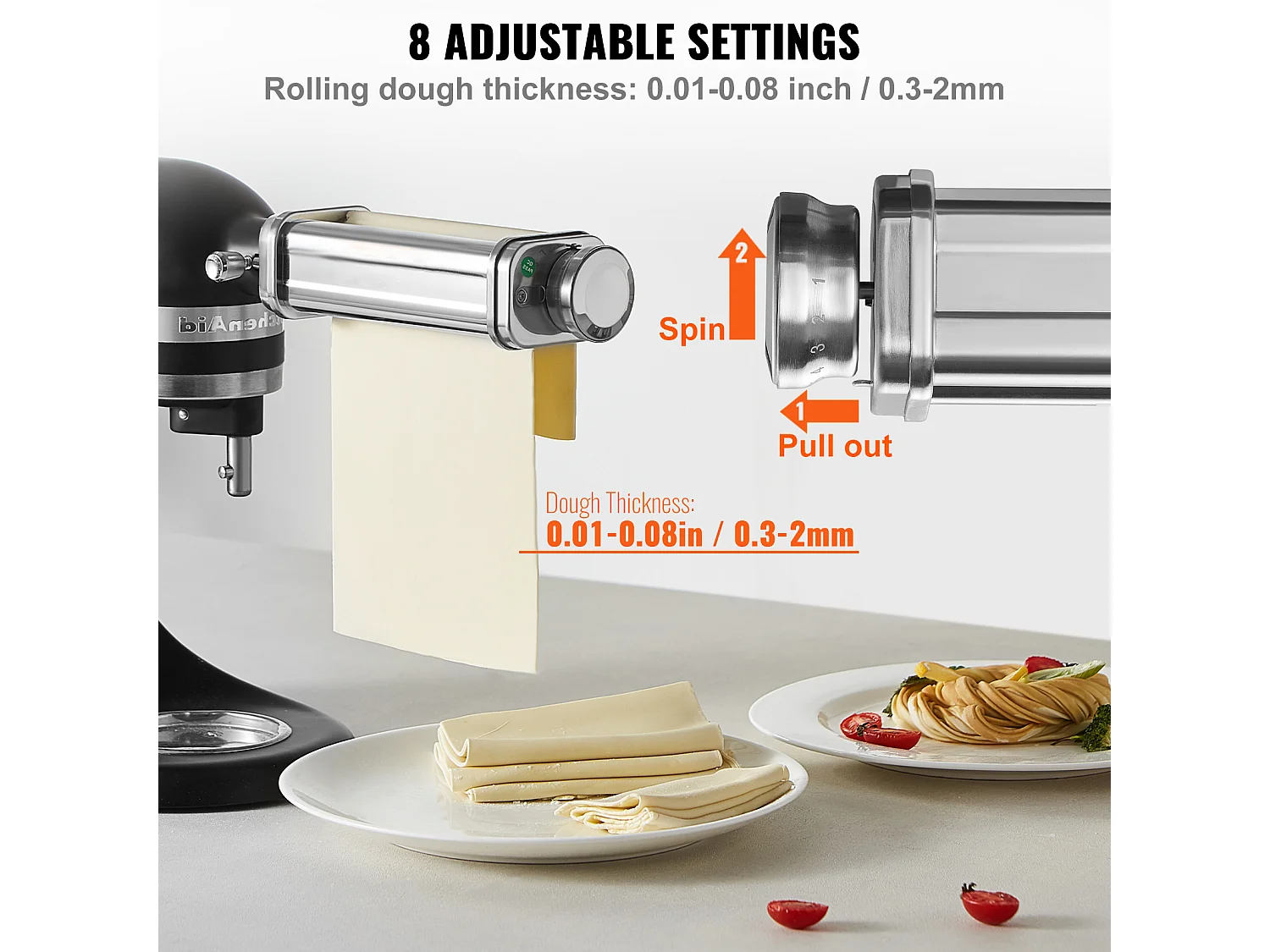 Pastarol SucceBuy Set van 3 Pasta-Accessoires voor KitchenAid-Mixer Set van Pastarols met Snijfunctie