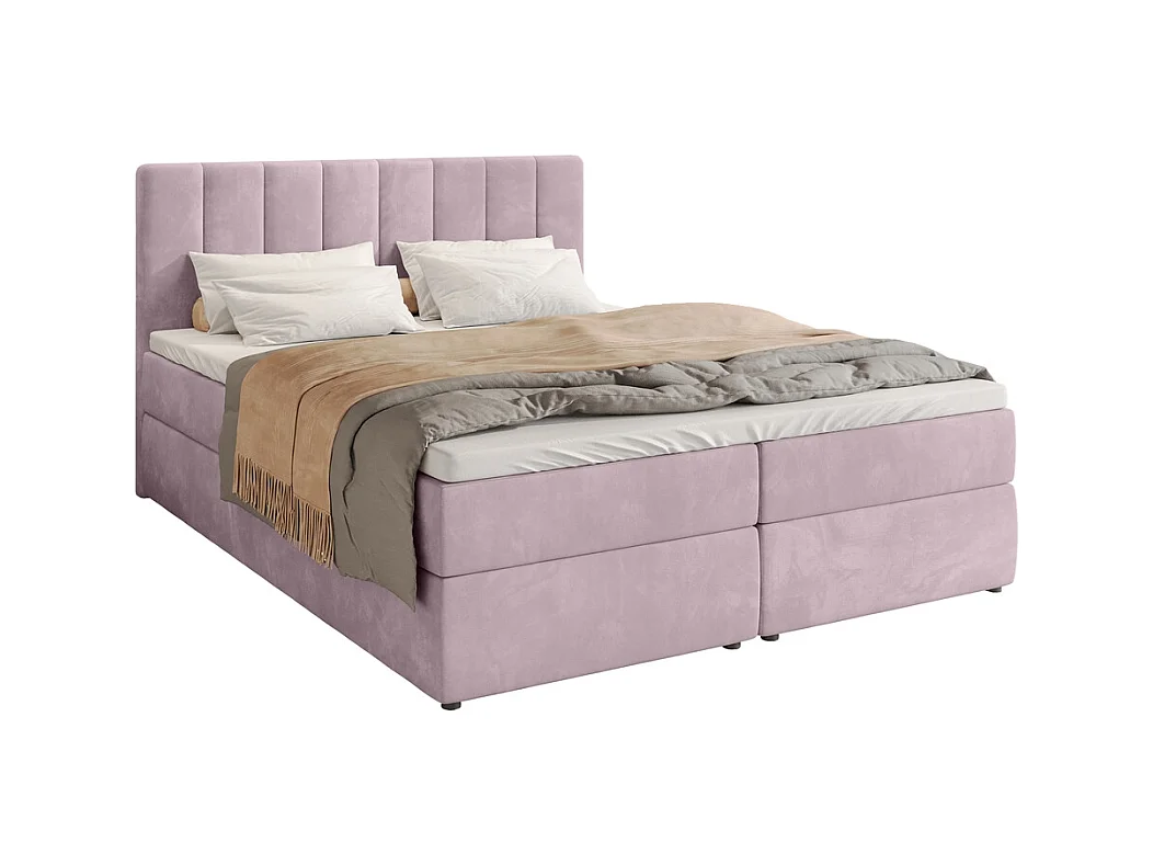 Boxspringbed met hoofdeinde, matras en dekmatras - DENVER - 180x200 - poederroze