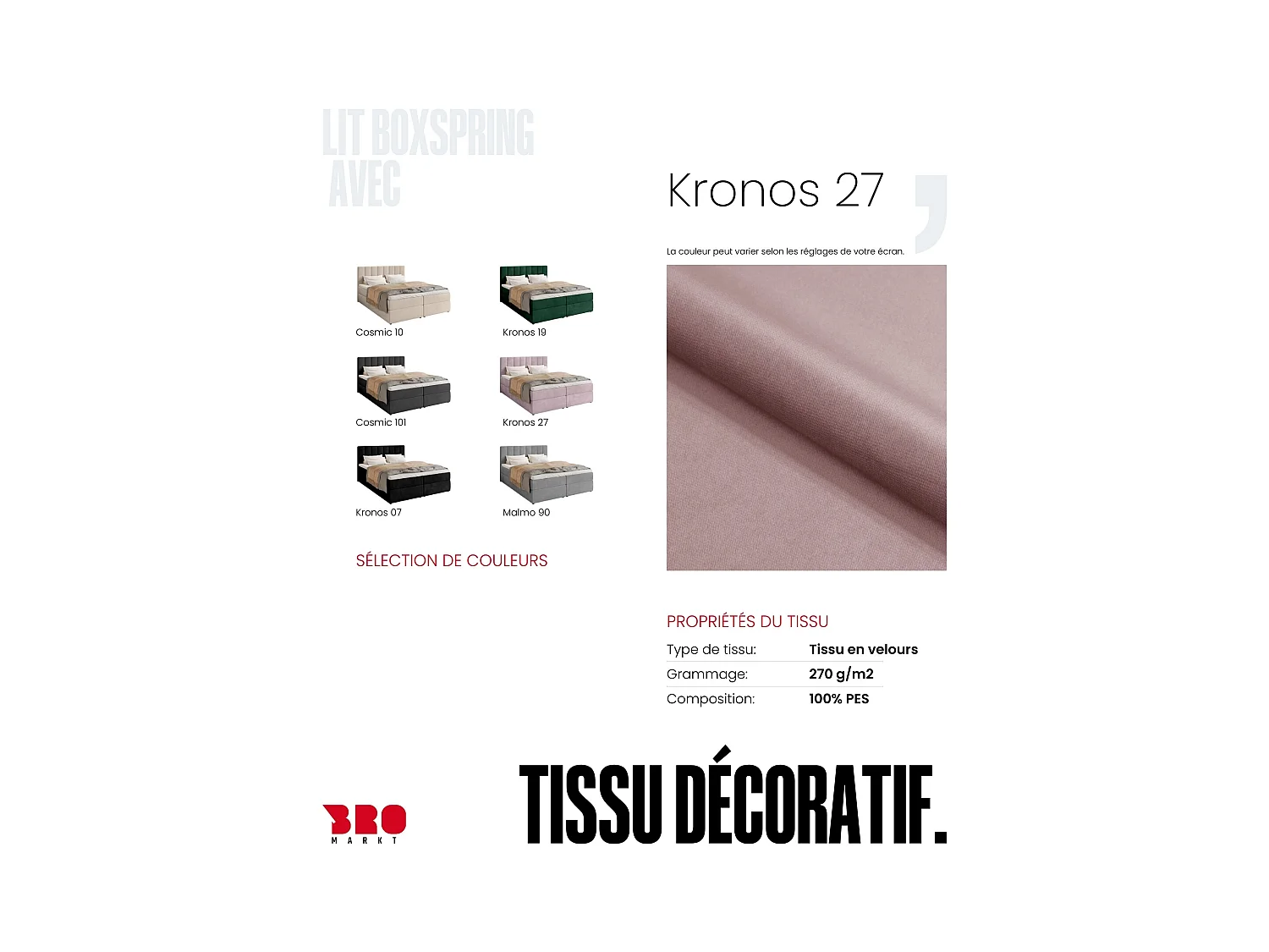 Boxspringbed met hoofdeinde, matras en dekmatras - DENVER - 180x200 - poederroze