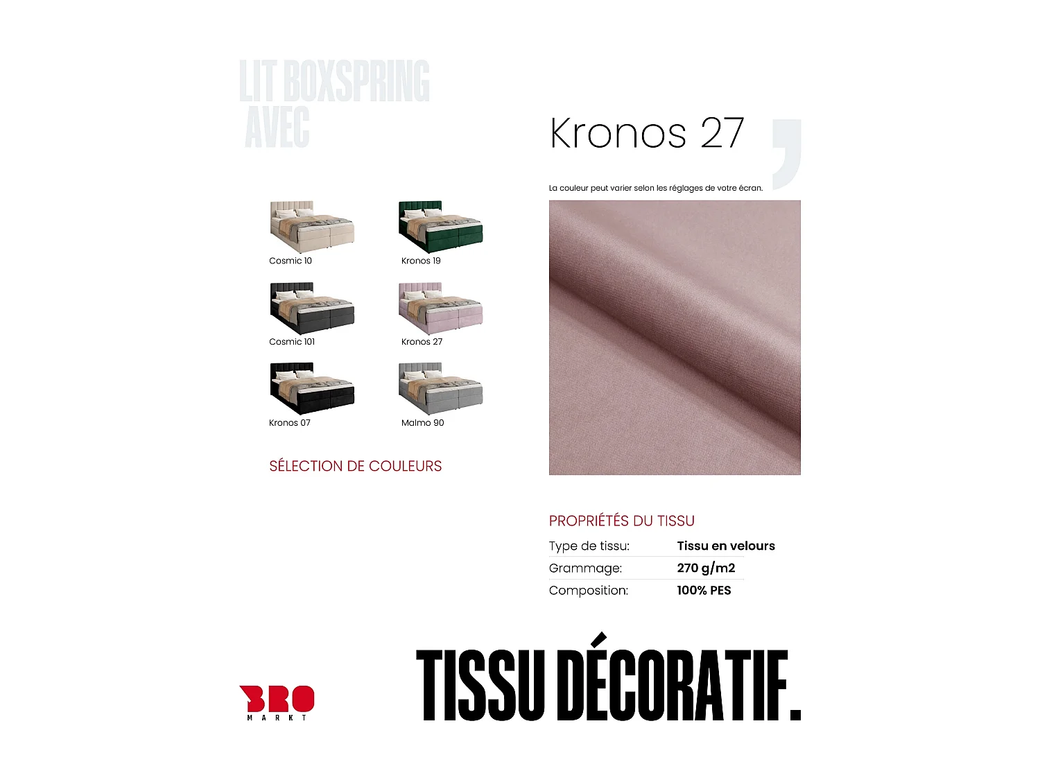 Lit boxspring avec rangement DENVER - matelas - surmatelas - rose - 180x200 cm