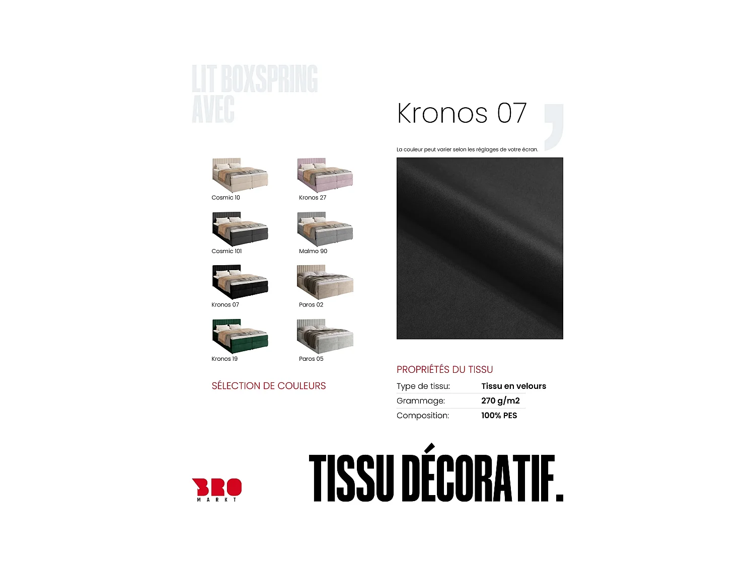 Boxspringbed met hoofdeinde, matras en dekmatras - DREAM - 160x200 - zwart