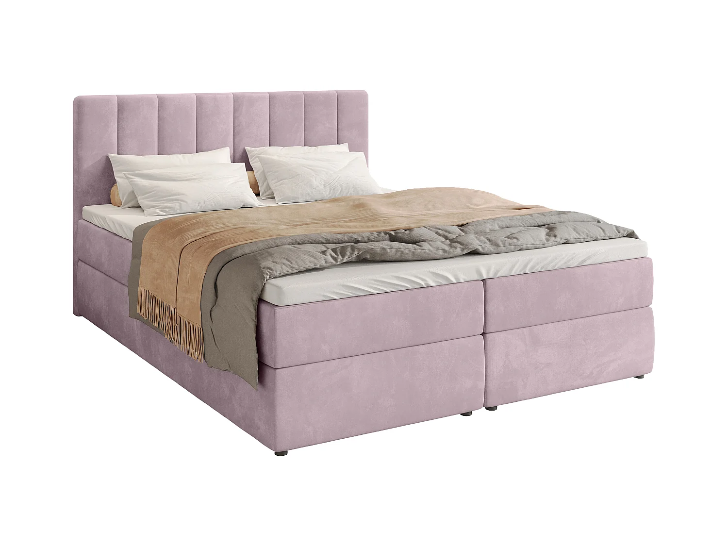 Boxspringbed met hoofdeinde, matras en dekmatras - DENVER - 160x200 - poederroze