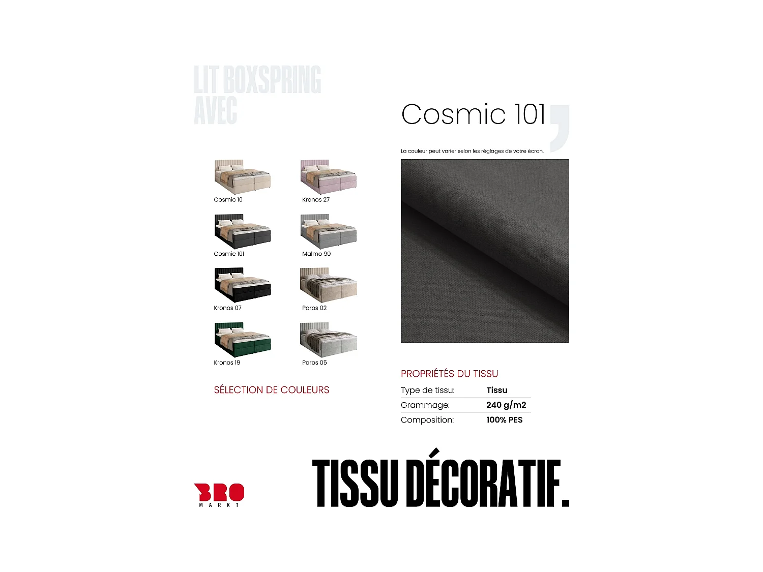 Boxspringbed met hoofdeinde, matras en dekmatras - DREAM - 160x200 - donkergrijs