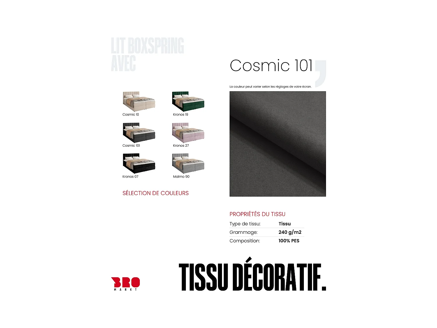 Boxspringbed met hoofdeinde, matras en dekmatras - DENVER - 140x200 - donkergrijs