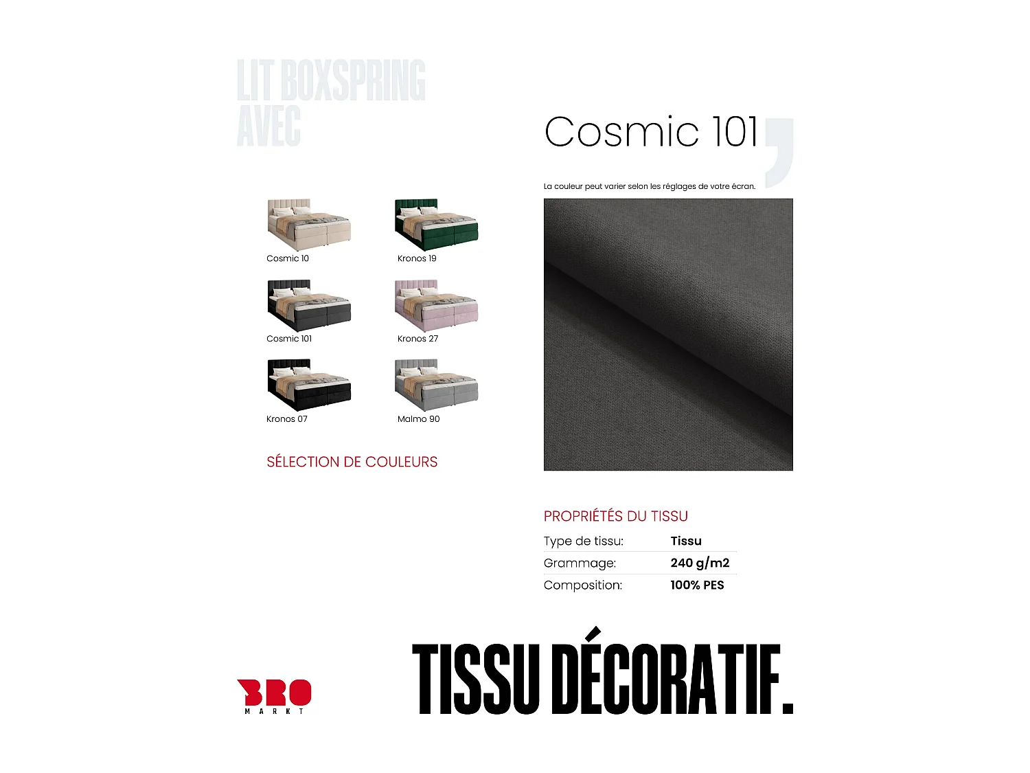 Lit boxspring avec rangement DENVER - matelas - surmatelas - gris foncé - 140x200 cm