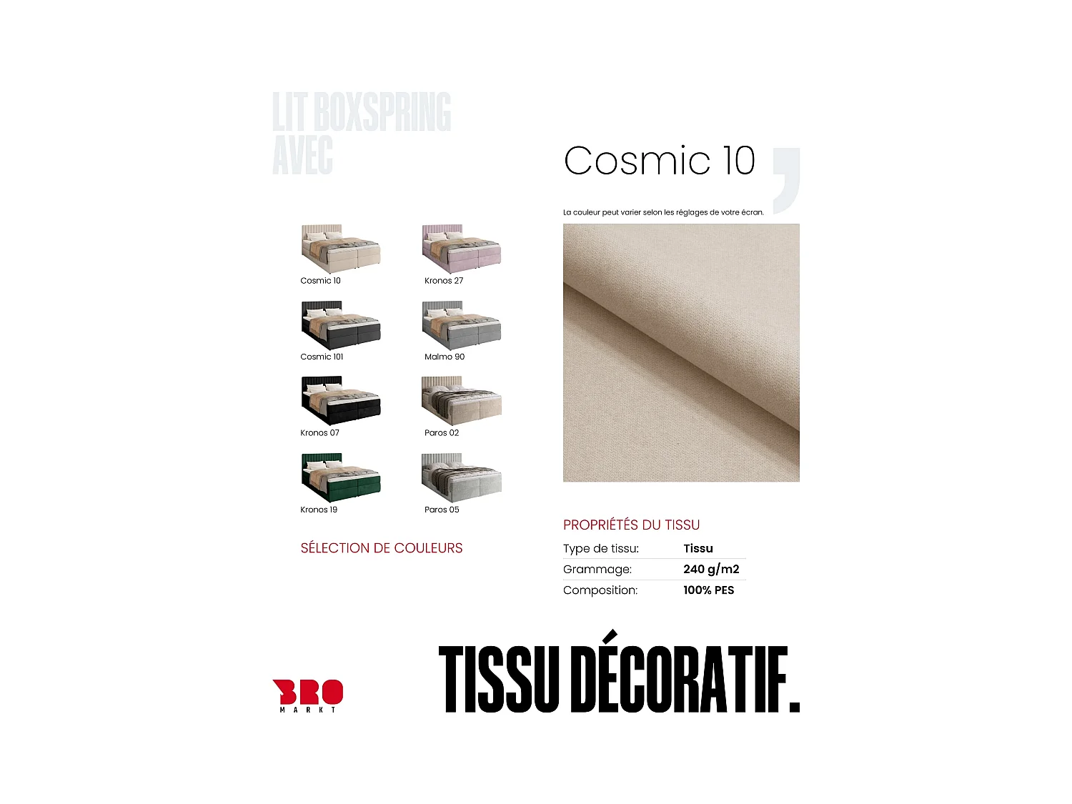 Boxspringbed met hoofdeinde, matras en dekmatras - DREAM - 160x200 - beige