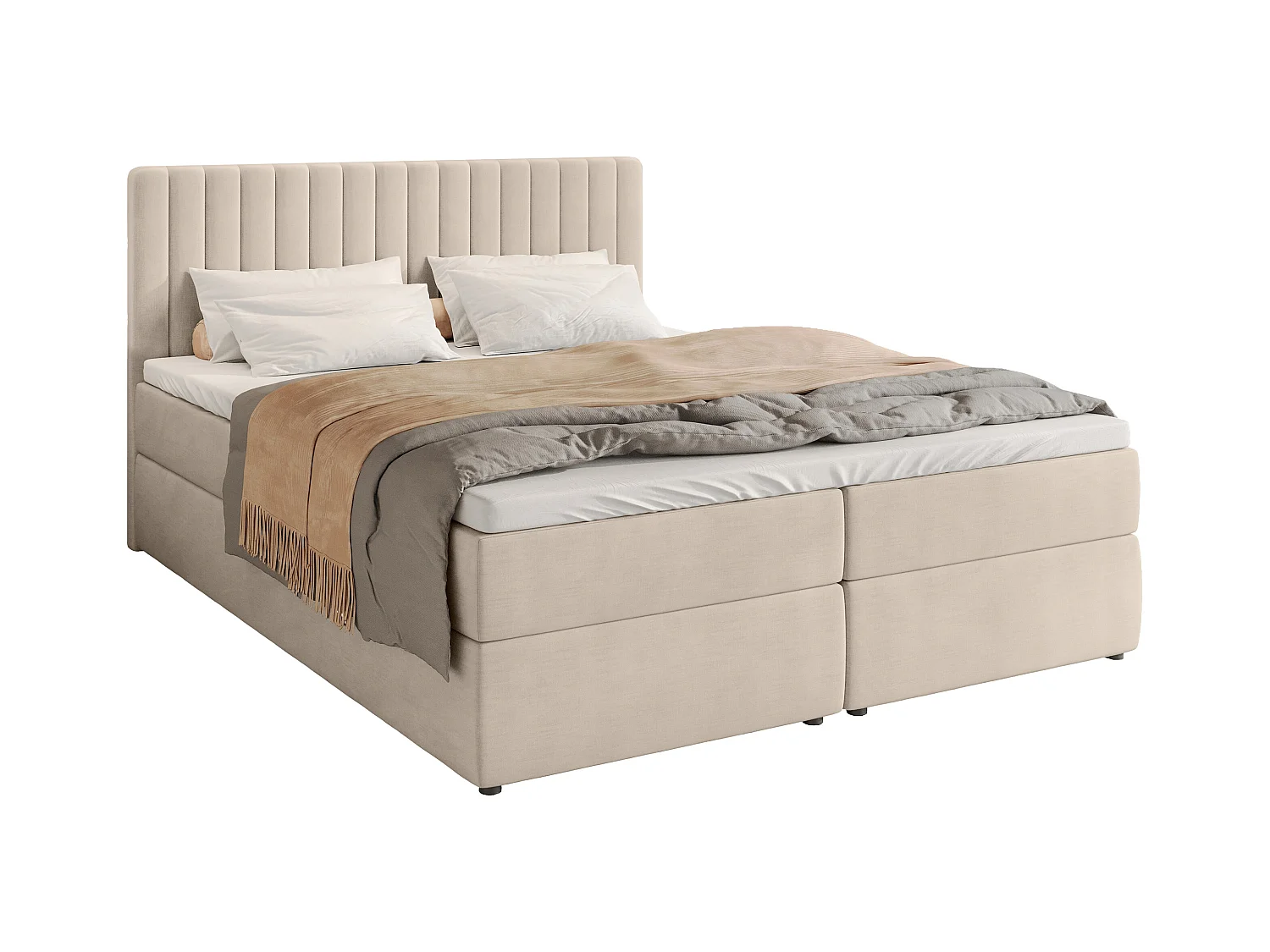 Boxspringbed met hoofdeinde, matras en dekmatras - DREAM - 180x200 - beige