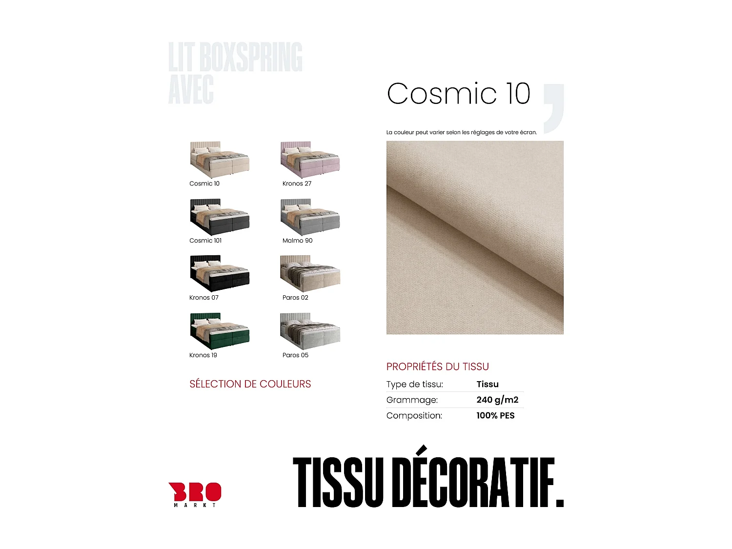 Lit boxspring avec rangement DREAM - matelas - surmatelas - beige - 180x200 cm