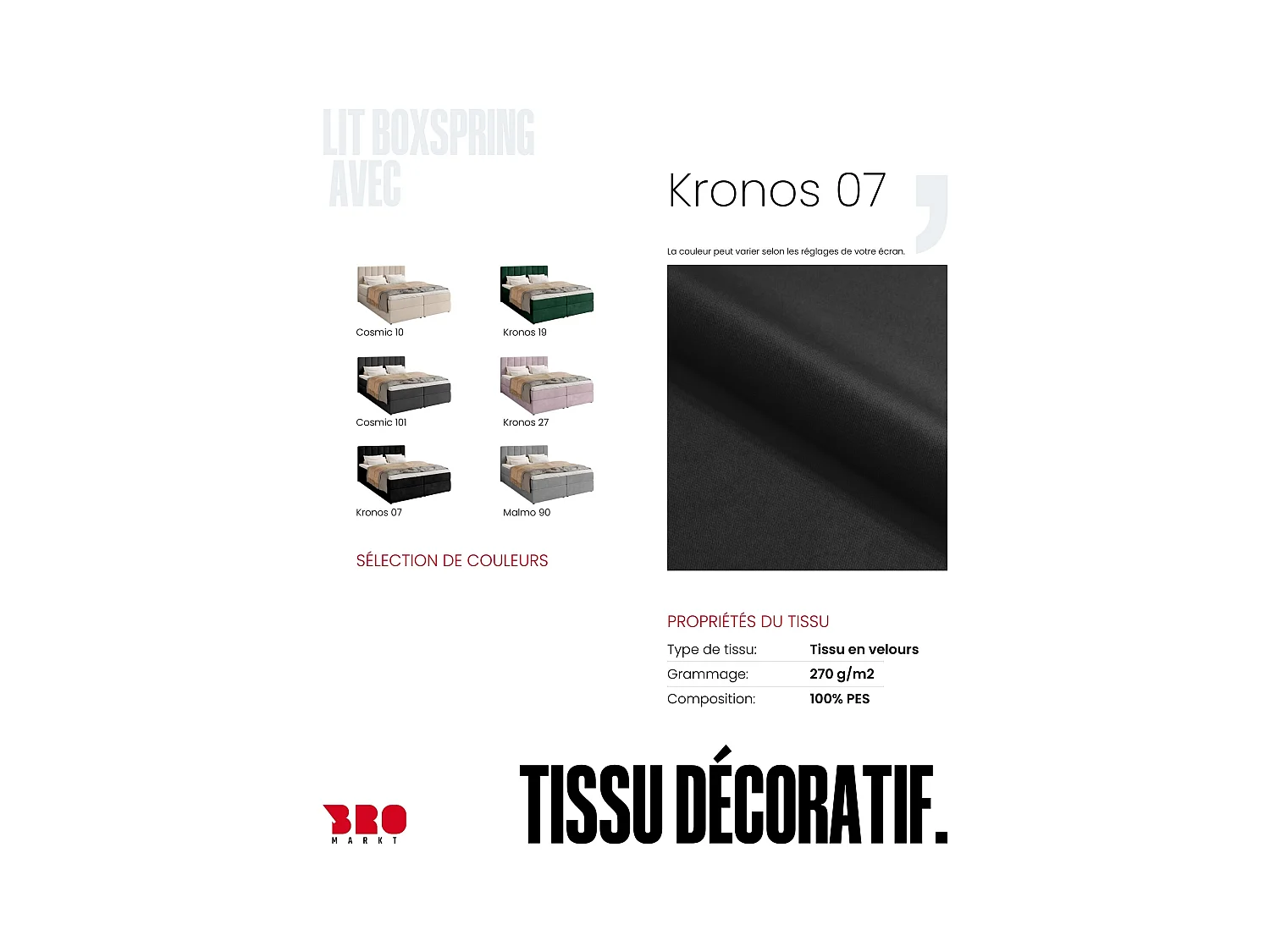 Boxspringbed met hoofdeinde, matras en dekmatras - DENVER - 180x200 - zwart