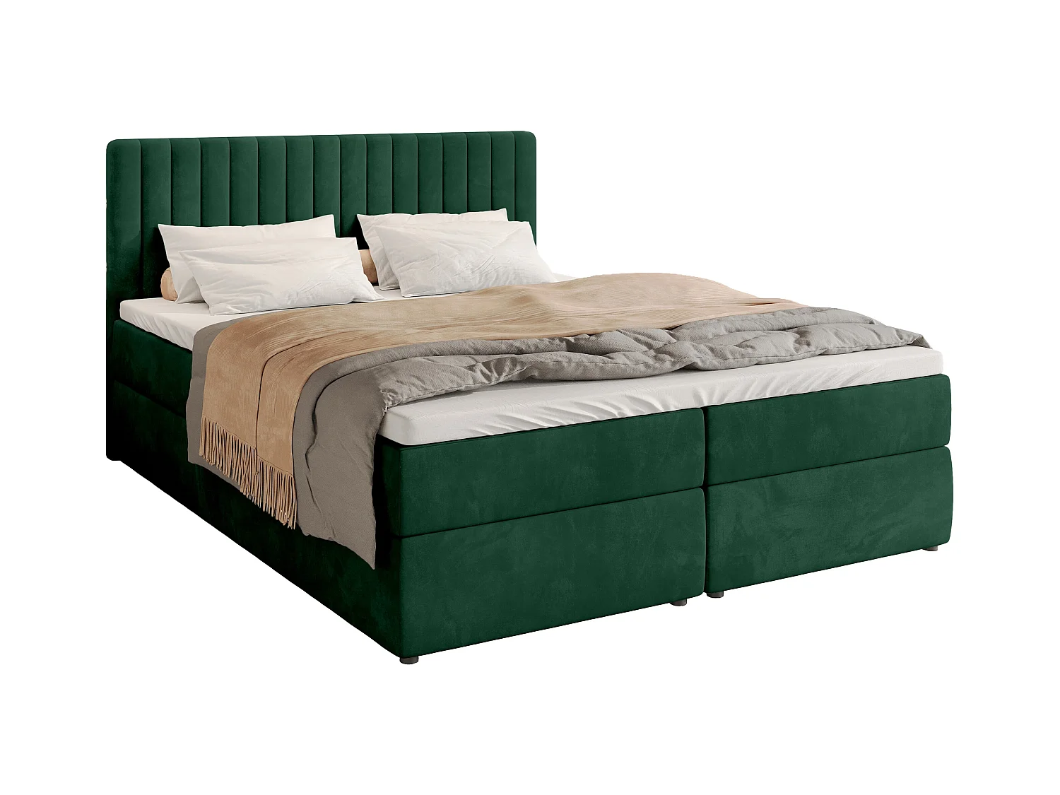 Boxspringbed met hoofdeinde, matras en dekmatras - DREAM - 140x200 - groente