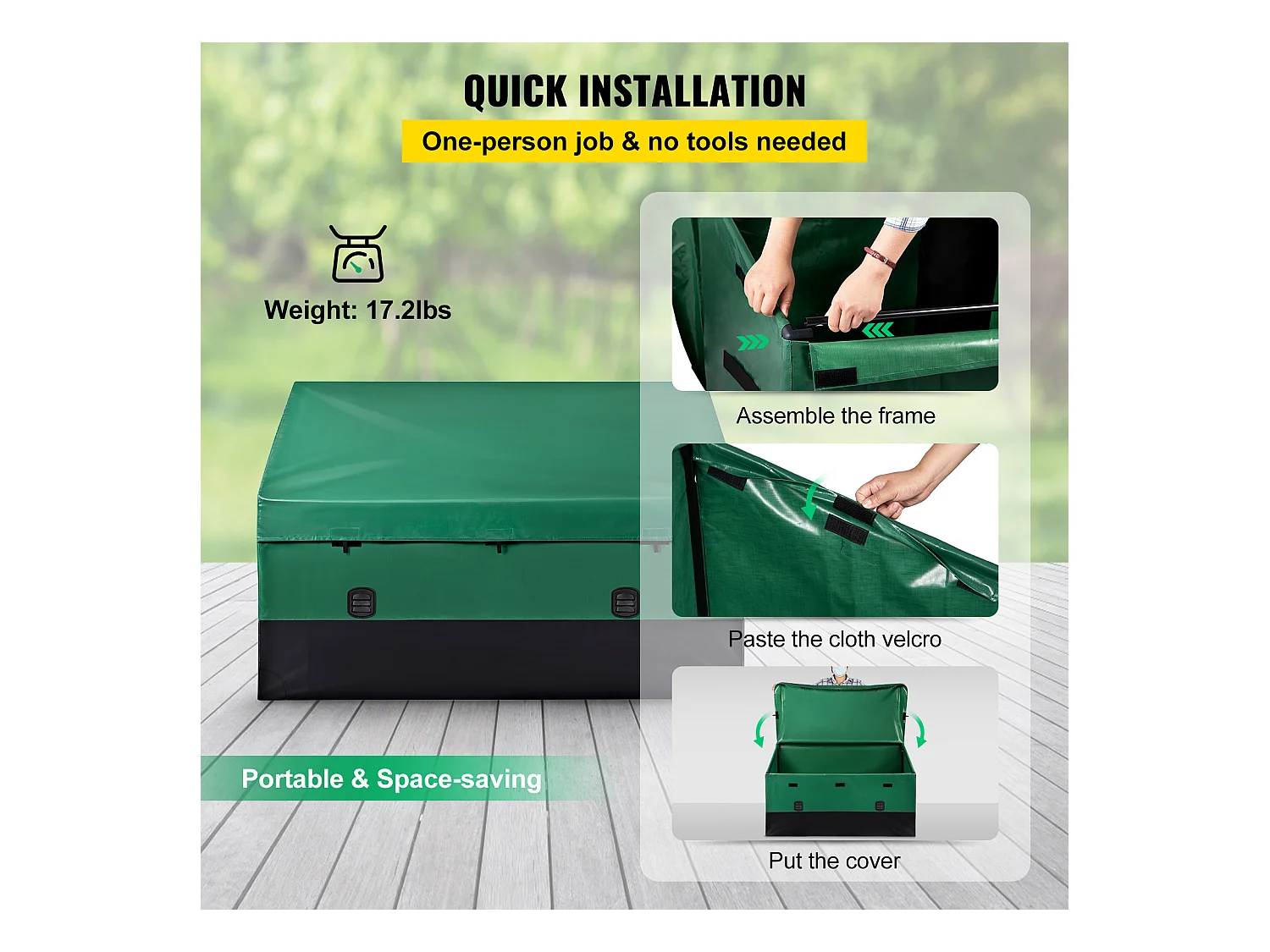 Boîte de Jardin, Boîte de Rangement Succebuy Coffre de Rangement Extérieur de 1013L, Bâche PE Imperméable