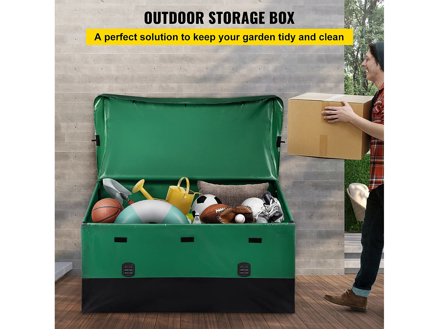 Boîte de Jardin, Boîte de Rangement Succebuy Coffre de Rangement Extérieur de 1013L, Bâche PE Imperméable