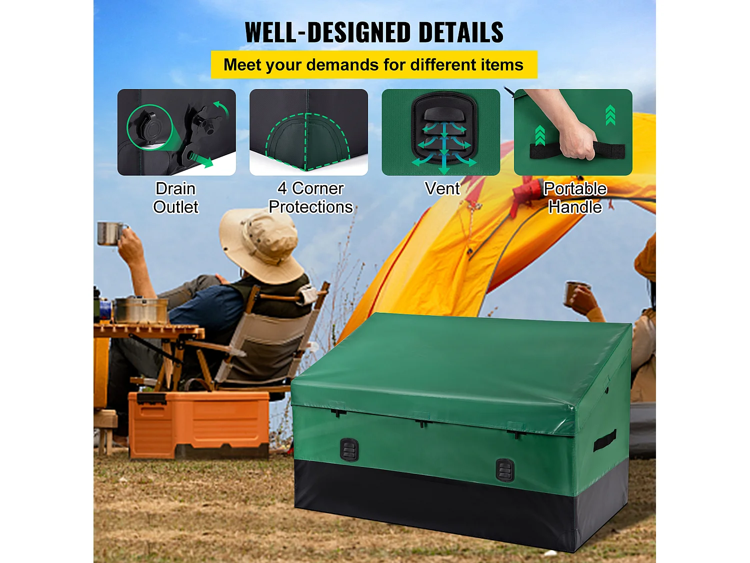 Boîte de Jardin, Boîte de Rangement Succebuy Coffre de Rangement Extérieur de 1013L, Bâche PE Imperméable