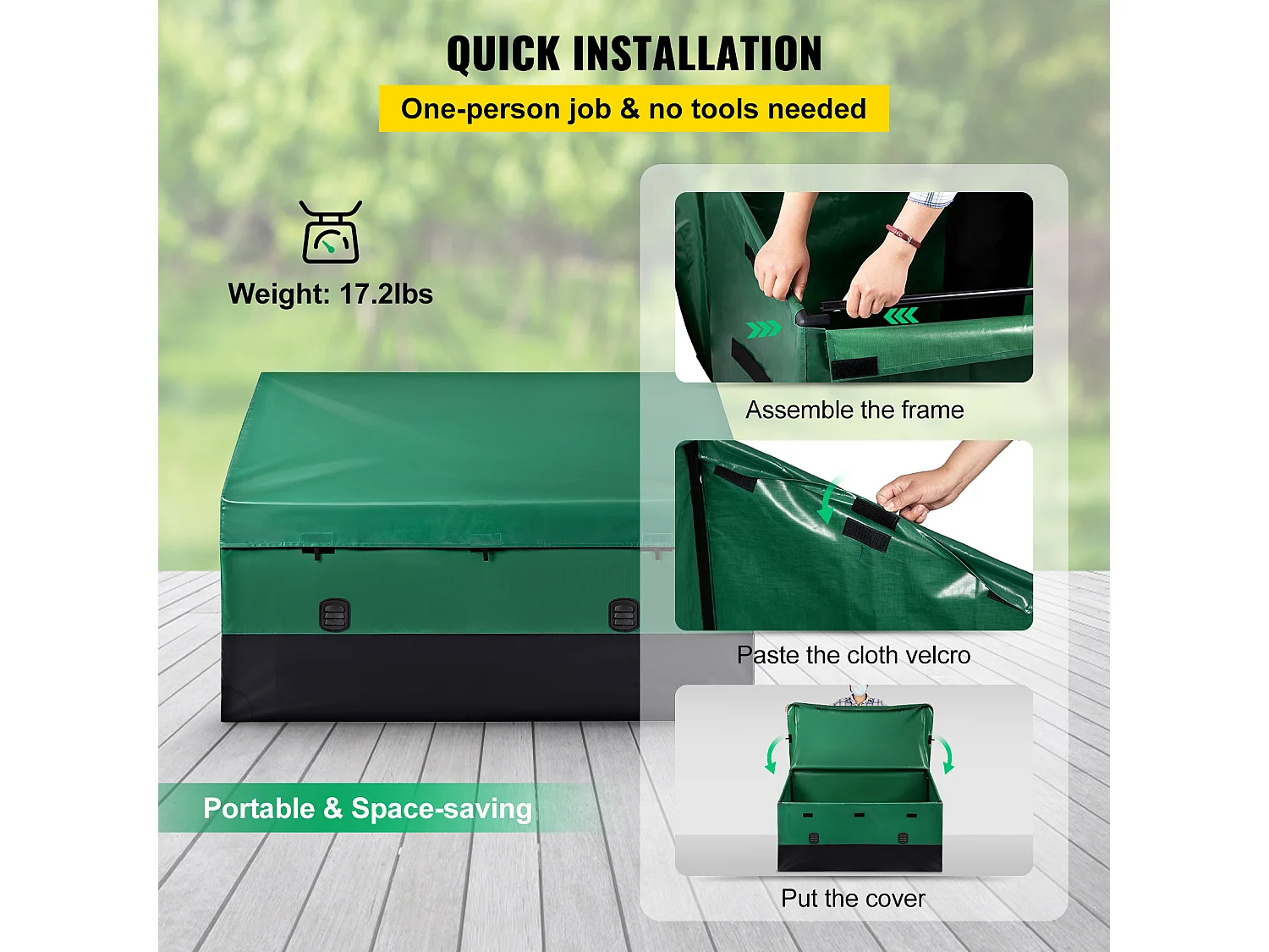 Boîte de Jardin, Boîte de Rangement Succebuy Coffre de Rangement Extérieur de 1013L, Bâche PE Imperméable