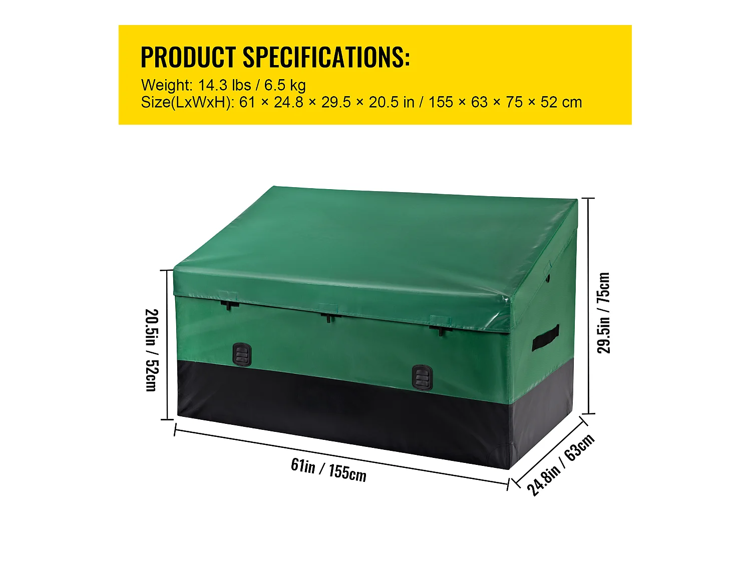 Boîte de Jardin, Boîte de Rangement Succebuy Coffre de Rangement pour Terrasse Extérieure de 660L, Bâche PE Imperméable