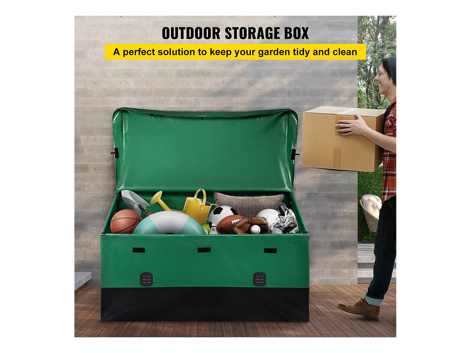 Boîte de Jardin, Boîte de Rangement Succebuy Coffre de Rangement pour Terrasse Extérieure de 660L, Bâche PE Imperméable